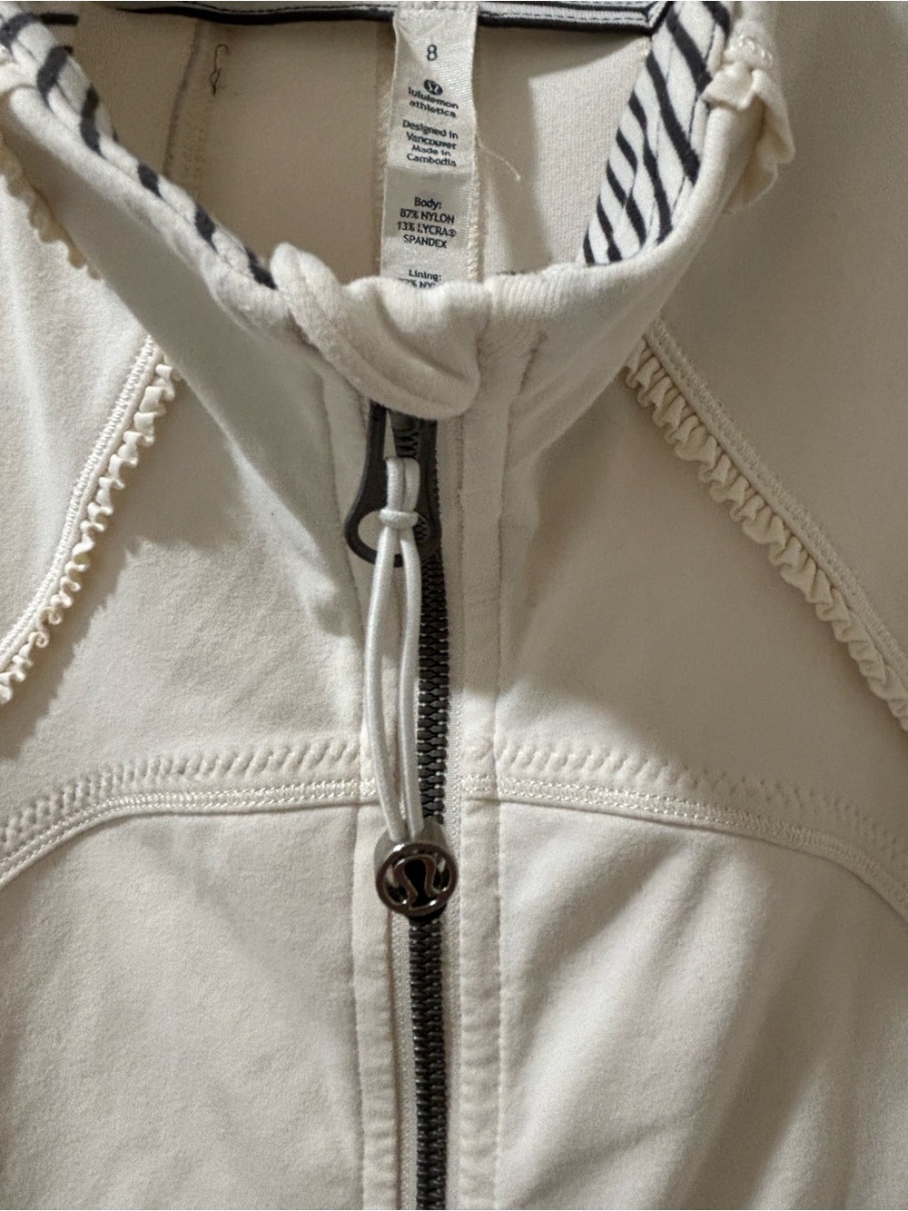 lululemon athletica Women’s Cream Asana Ruffle Full-Zip Jacket